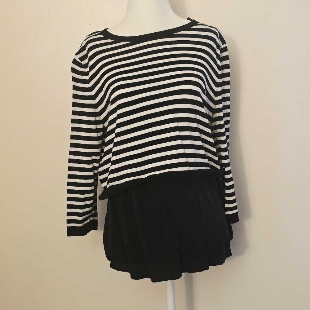 COS Women's Medium Black And White Striped Top